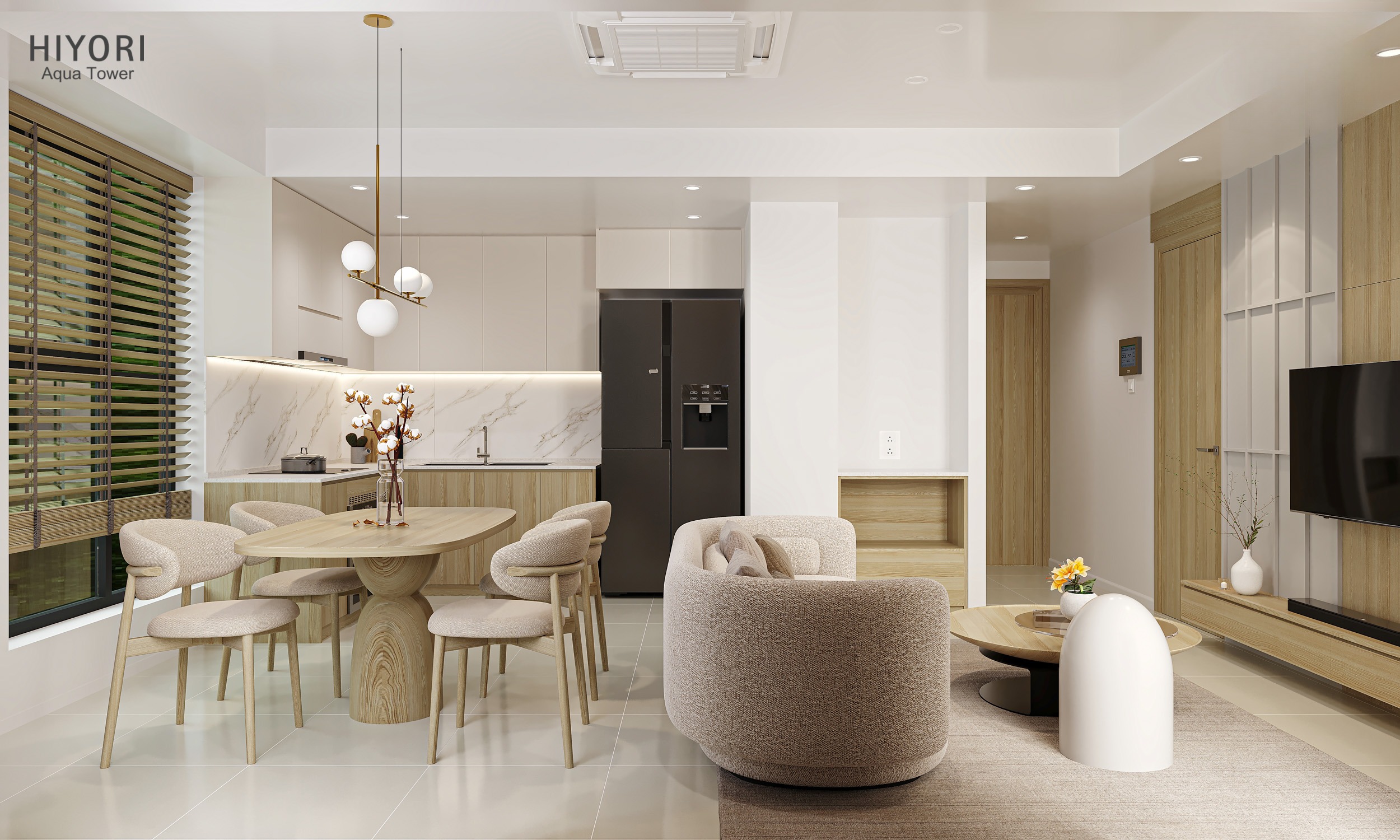 Khách bếp Căn Hộ Hiyori Aqua Tower Đà Nẵng